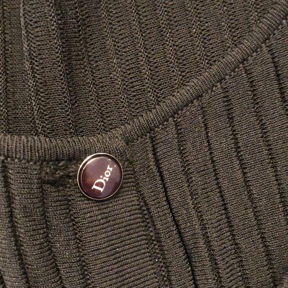 DIOR Christian Dior Paris Black Sweater Cardigan Size 10, 17” armpit to armpit, - Picture 3 of 15